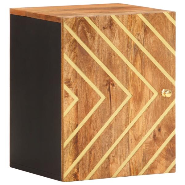 5-tlg. Badschrank-Set Braun und Schwarz Massivholz Mango