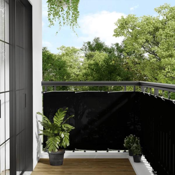 ARDEBO.de - Balkon-Sichtschutz Schwarz 90x1000 cm 100 % Polyester-Oxford