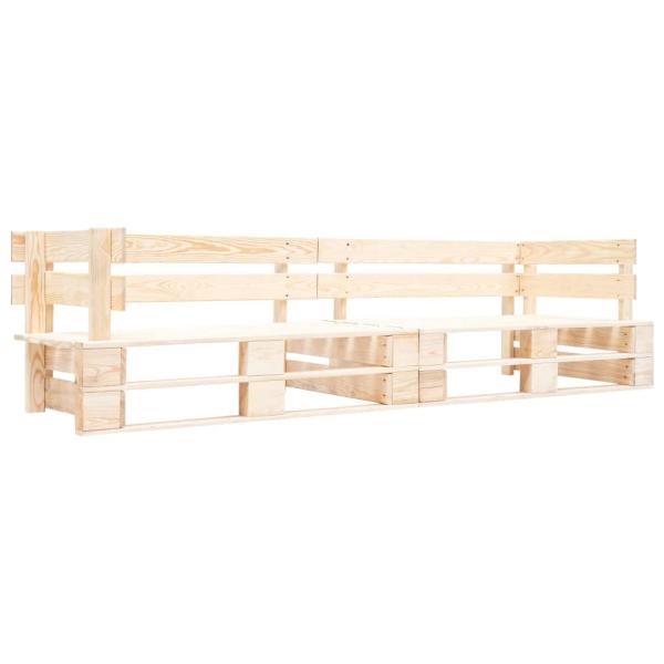 2-tlg. Outdoor-Sofa-Set Paletten Kissen Sandfarben Kiefernholz