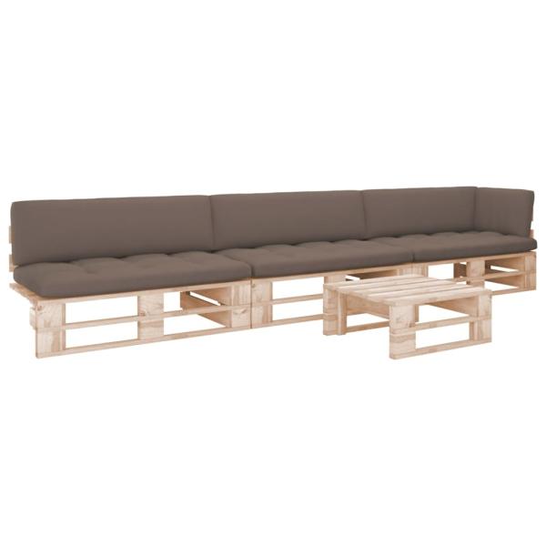 ARDEBO.de - 4-tlg. Paletten-Lounge-Set mit Kissen Imprägniertes Kiefernholz