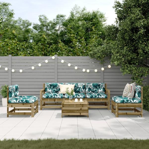 ARDEBO.de - 6-tlg. Garten-Lounge-Set mit Kissen Imprägniertes Kiefernholz