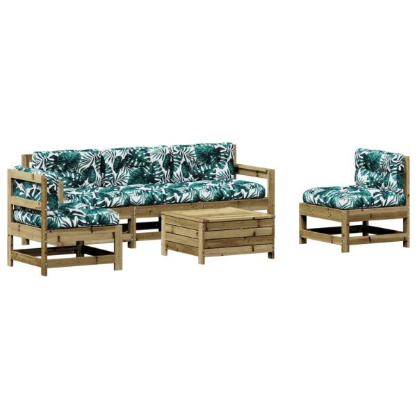 6-tlg. Garten-Lounge-Set mit Kissen Imprägniertes Kiefernholz