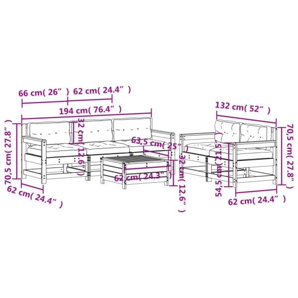 6-tlg. Garten-Lounge-Set mit Kissen Imprägniertes Kiefernholz