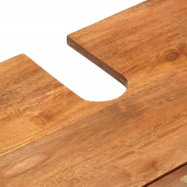 2-tlg. Badschrank-Set Braun und Schwarz Massivholz Mango