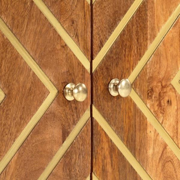 2-tlg. Badschrank-Set Braun und Schwarz Massivholz Mango
