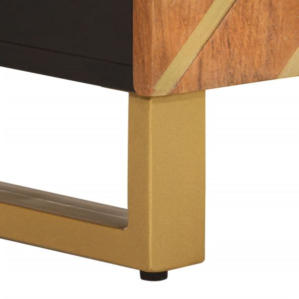 2-tlg. Badschrank-Set Braun und Schwarz Massivholz Mango