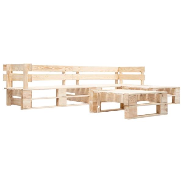 4-tlg. Paletten-Lounge-Set mit Kissen in Grau Holz