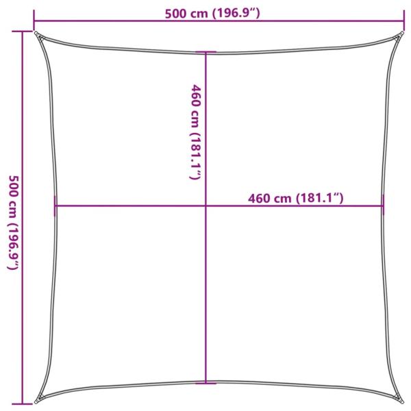 Sonnensegel Hellgrau 5x5 m 100% Polyester Oxford