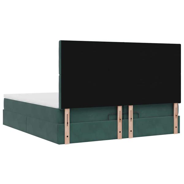 Ottoman-Bett mit Matratzen & LEDs Dunkelgrün 200x200 cm Samt