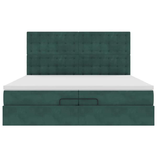 Ottoman-Bett mit Matratzen & LEDs Dunkelgrün 200x200 cm Samt
