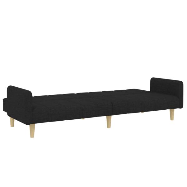 Schlafsofa 2-Sitzer mit Fußhocker Schwarz Stoff