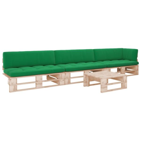 ARDEBO.de - 4-tlg. Paletten-Lounge-Set mit Kissen Imprägniertes Kiefernholz