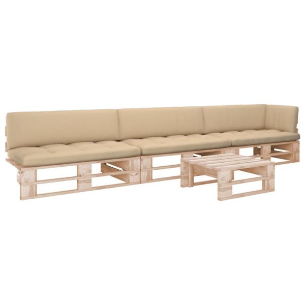 ARDEBO.de - 4-tlg. Paletten-Lounge-Set mit Kissen Imprägniertes Kiefernholz