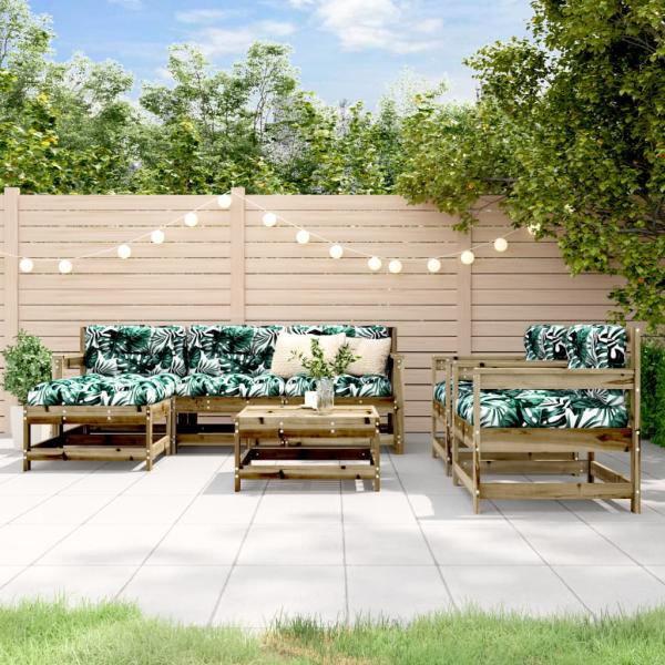 ARDEBO.de - 7-tlg. Garten-Lounge-Set mit Kissen Imprägniertes Kiefernholz