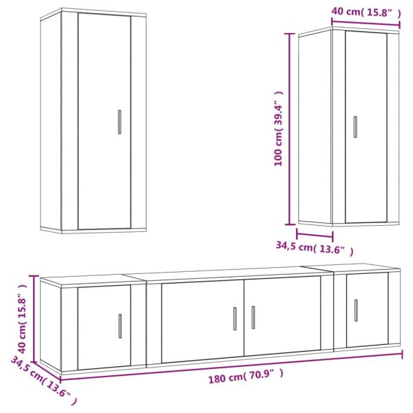 ARDEBO.de - 5-tlg. TV-Schrank-Set Weiß Holzwerkstoff
