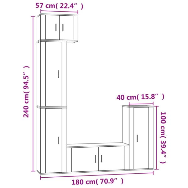 5-tlg. TV-Schrank-Set Räuchereiche Holzwerkstoff