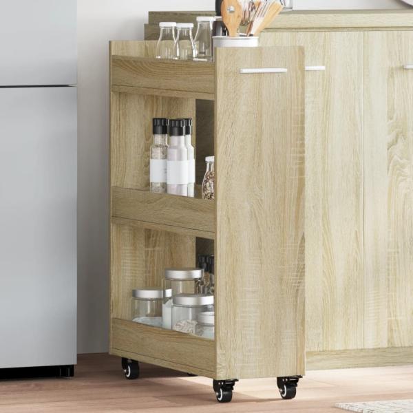 ARDEBO.de - Schrank mit Rollen Sonoma-Eiche 60x22x79 cm Holzwerkstoff
