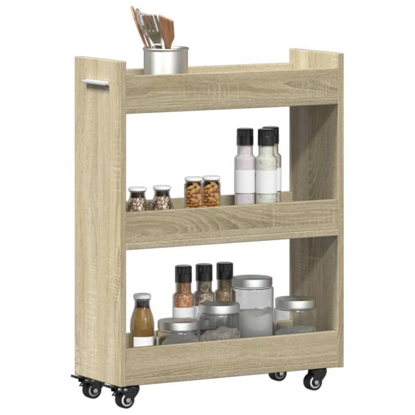 Schrank mit Rollen Sonoma-Eiche 60x22x79 cm Holzwerkstoff