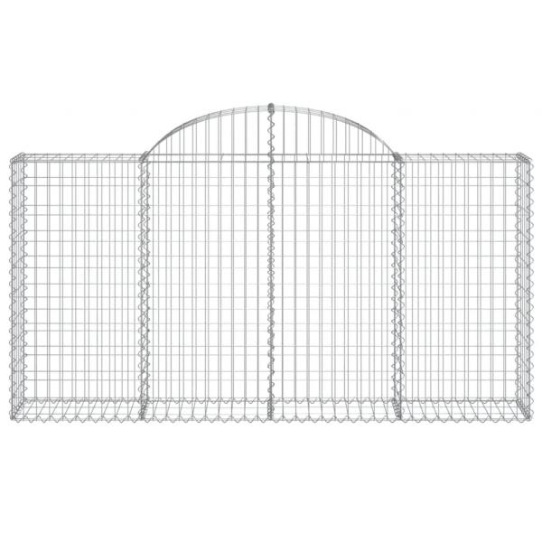 Gabionen mit Hochbogen 13Stk. 200x30x100/120cm Verzinktes Eisen