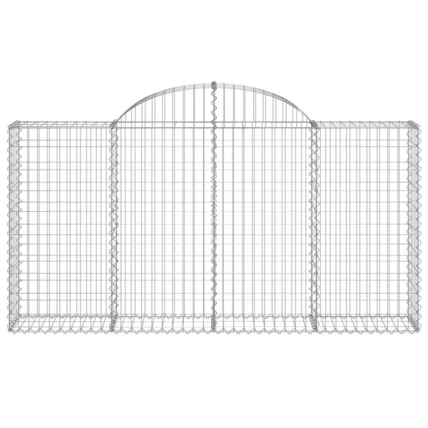 Gabionen mit Hochbogen 18Stk. 200x30x100/120cm Verzinktes Eisen