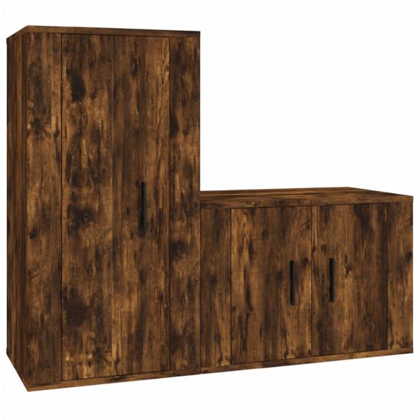 ARDEBO.de - 2-tlg. TV-Schrank-Set Räuchereiche Holzwerkstoff