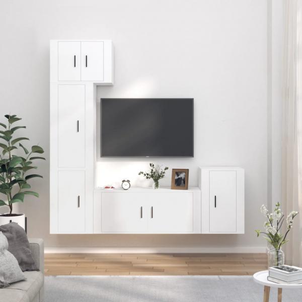 ARDEBO.de - 5-tlg. TV-Schrank-Set Weiß Holzwerkstoff