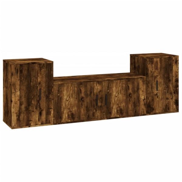 3-tlg. TV-Schrank-Set Räuchereiche Holzwerkstoff