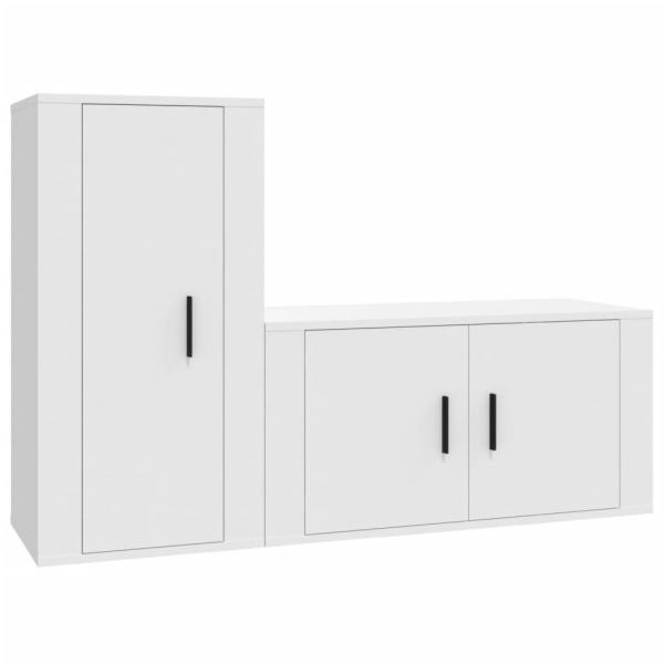 2-tlg. TV-Schrank-Set Weiß Holzwerkstoff