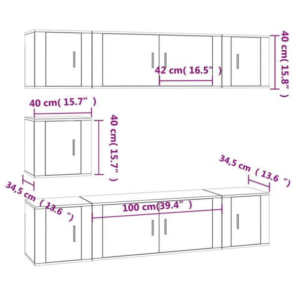 7-tlg. TV-Schrank-Set Grau Sonoma Holzwerkstoff