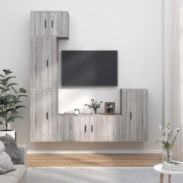ARDEBO.de - 5-tlg. TV-Schrank-Set Grau Sonoma Holzwerkstoff