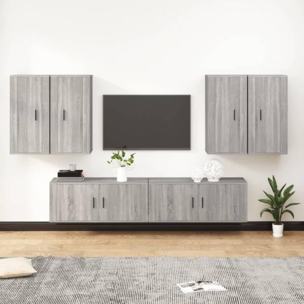 ARDEBO.de - 6-tlg. TV-Schrank-Set Grau Sonoma Holzwerkstoff