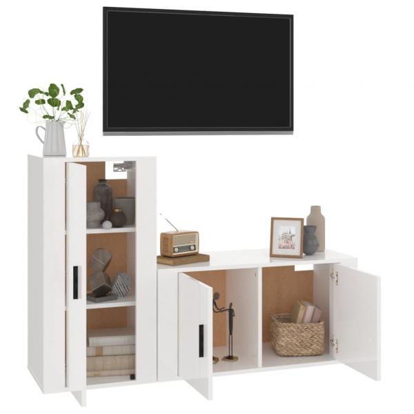 ARDEBO.de - 2-tlg. TV-Schrank-Set Hochglanz-Weiß Holzwerkstoff