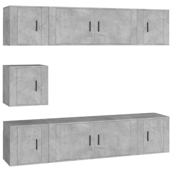 7-tlg. TV-Schrank-Set Betongrau Holzwerkstoff