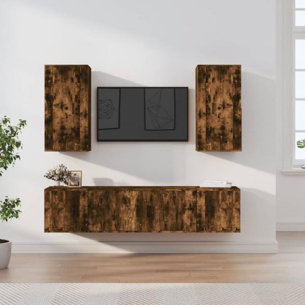 ARDEBO.de - 5-tlg. TV-Schrank-Set Räuchereiche Holzwerkstoff