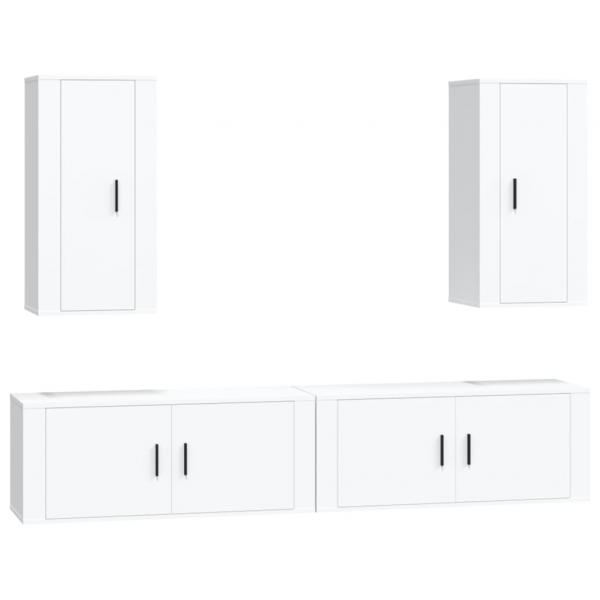 4-tlg. TV-Schrank-Set Weiß Holzwerkstoff
