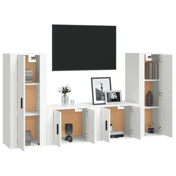 ARDEBO.de - 4-tlg. TV-Schrank-Set Weiß Holzwerkstoff