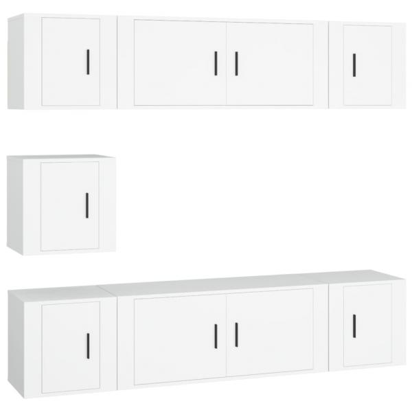 7-tlg. TV-Schrank-Set Weiß Holzwerkstoff