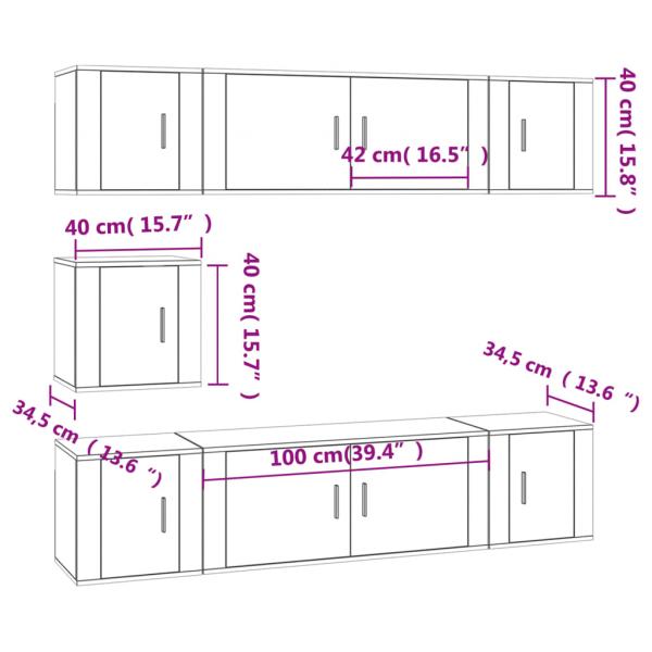 7-tlg. TV-Schrank-Set Weiß Holzwerkstoff