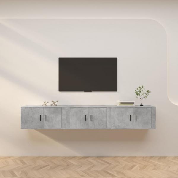 ARDEBO.de - TV-Wandschränke 3 Stk. Betongrau 80x34,5x40 cm