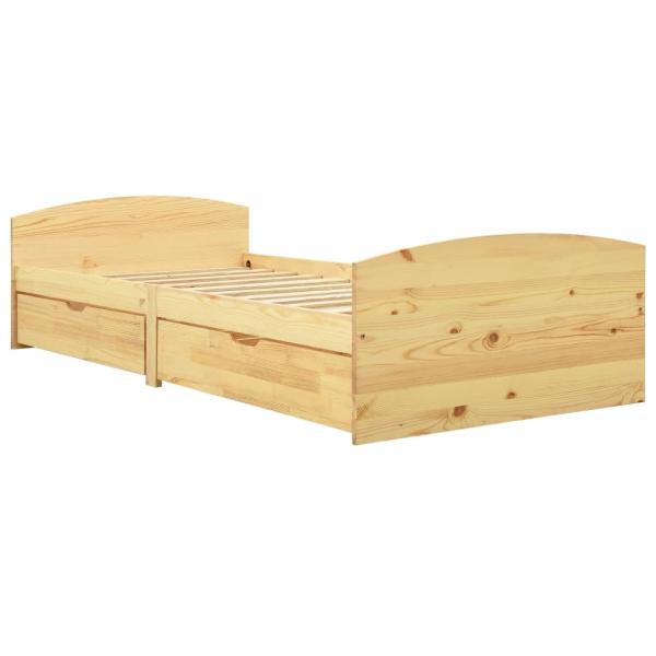 ARDEBO.de - Massivholzbett mit 2 Schubladen Kiefernholz 90x200 cm