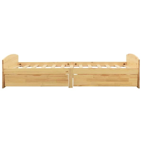 Massivholzbett mit 2 Schubladen Kiefernholz 90x200 cm