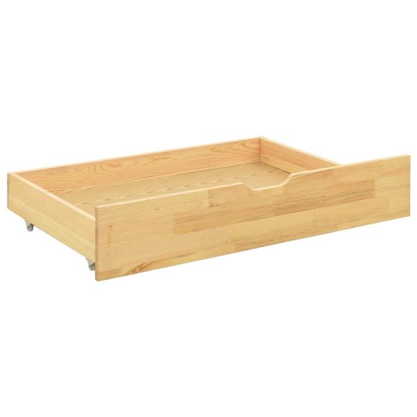 Massivholzbett mit 2 Schubladen Kiefernholz 90x200 cm