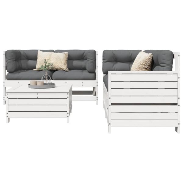 ARDEBO.de - 5-tlg. Garten-Sofagarnitur Weiß Massivholz Kiefer