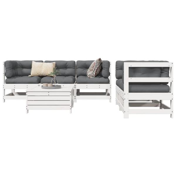 ARDEBO.de - 6-tlg. Garten-Sofagarnitur Weiß Massivholz Kiefer
