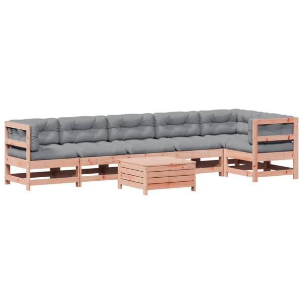 7-tlg. Garten-Lounge-Set mit Kissen Massivholz Douglasie