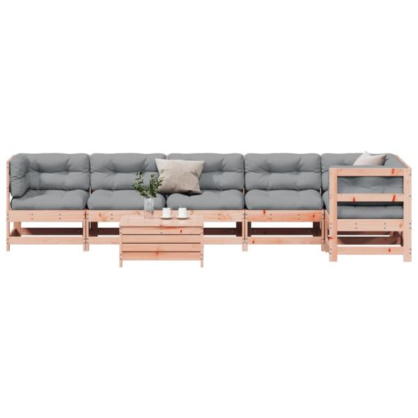 7-tlg. Garten-Lounge-Set mit Kissen Massivholz Douglasie