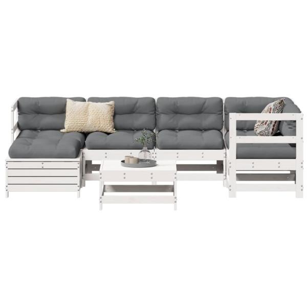 ARDEBO.de - 7-tlg. Garten-Sofagarnitur Weiß Massivholz Kiefer
