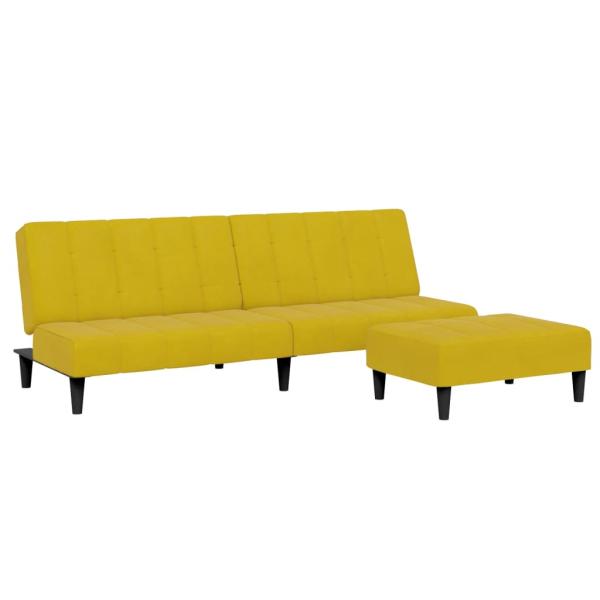 Schlafsofa 2-Sitzer mit Fußhocker Gelb Samt