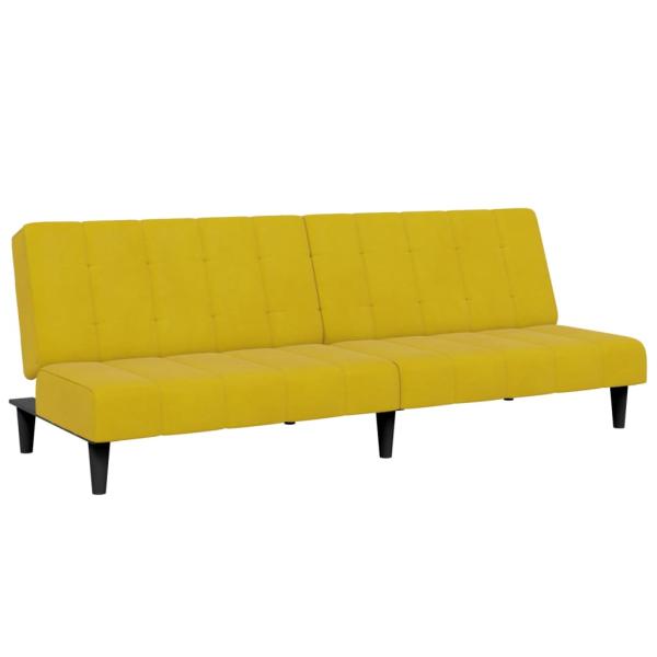 Schlafsofa 2-Sitzer mit Fußhocker Gelb Samt