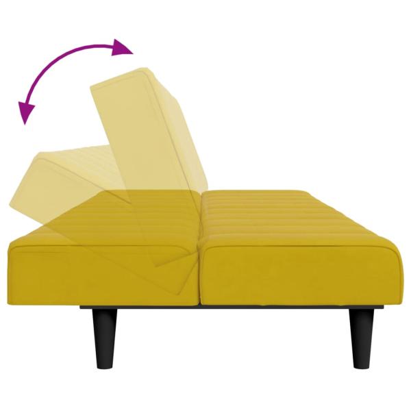 Schlafsofa 2-Sitzer mit Fußhocker Gelb Samt